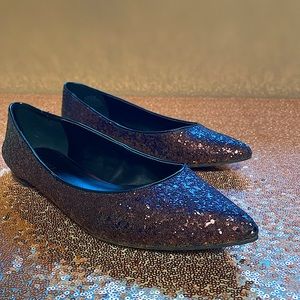Nine West Dark Purple Ombré Glitter Pointed Flats